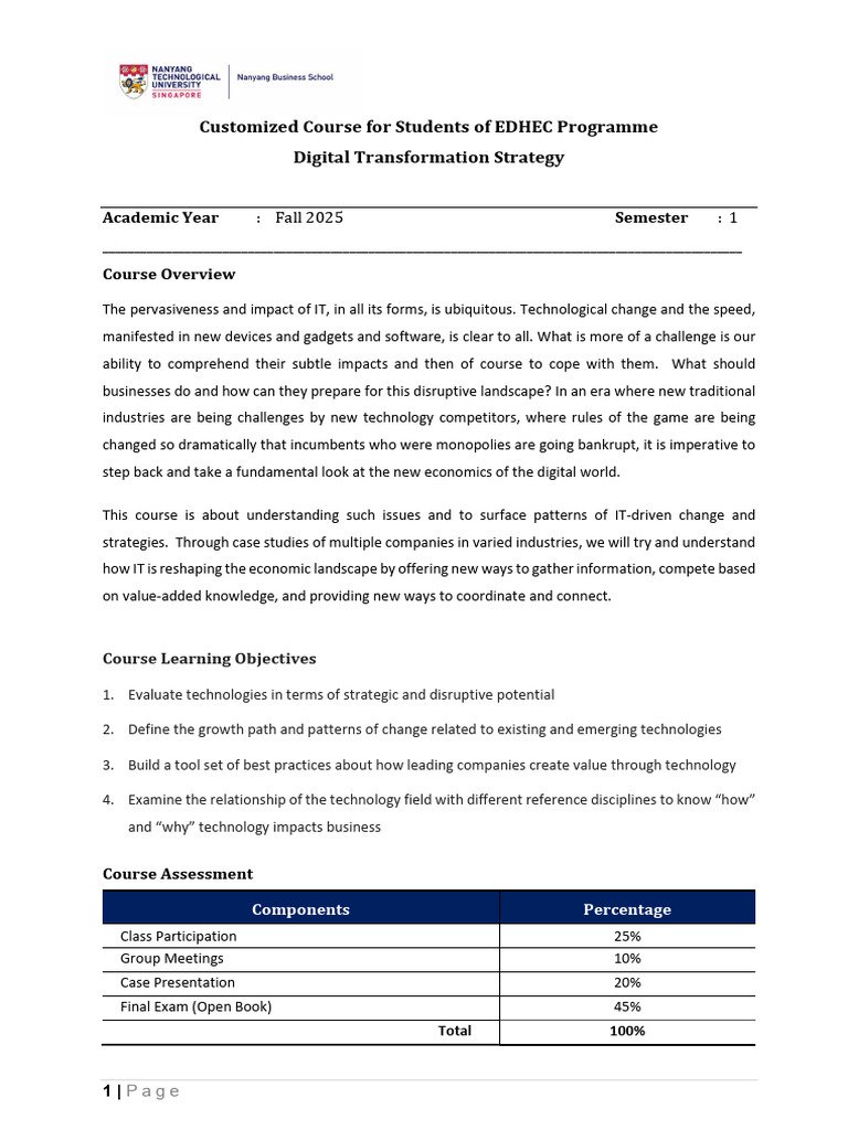 Digital Transformation Strategy Course | PDF