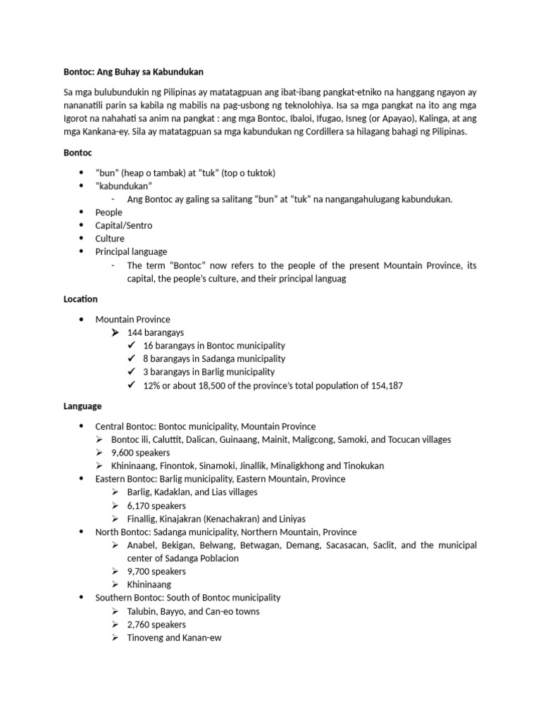 Bontoc: Culture and Life in Mountains | PDF | Luzon