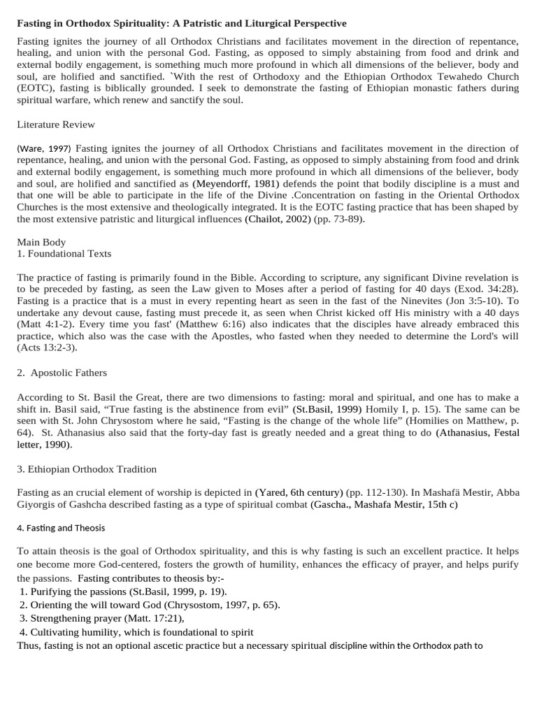 Fasting in Orthodox Spirituality Explained | PDF | Bible | Church Fathers