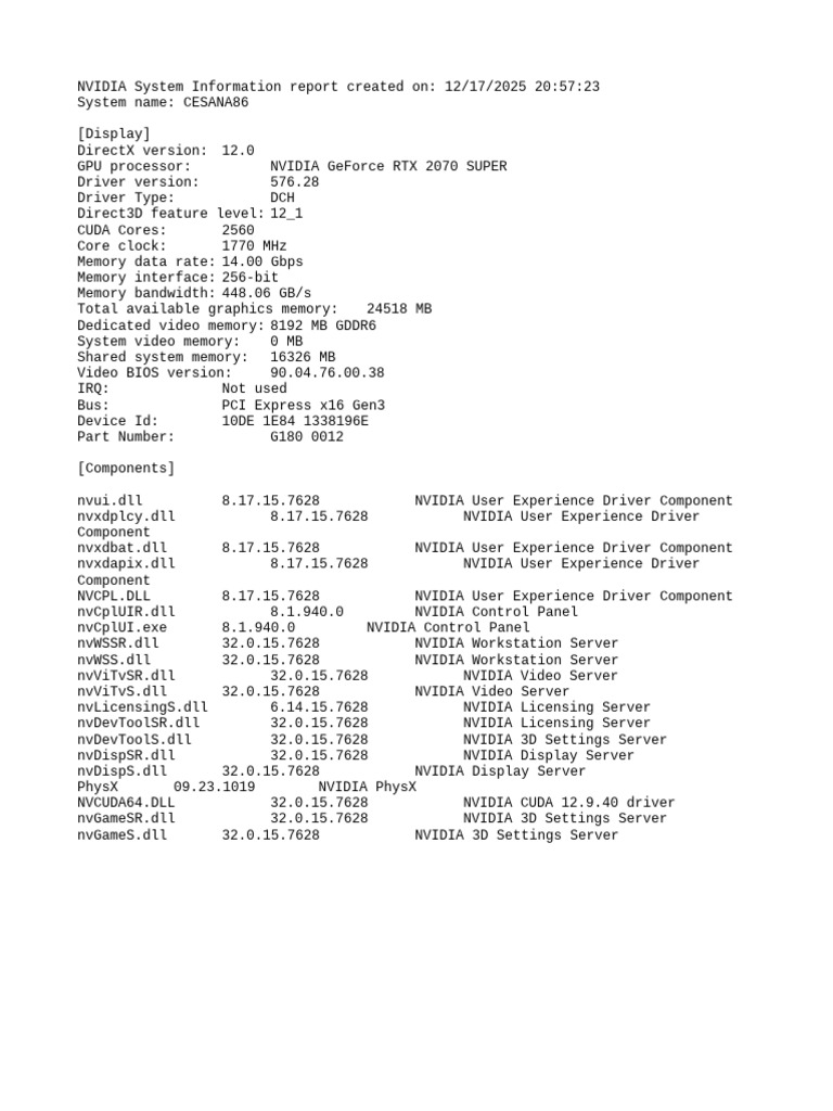 NVIDIA GeForce RTX 2070 SUPER Specs | PDF