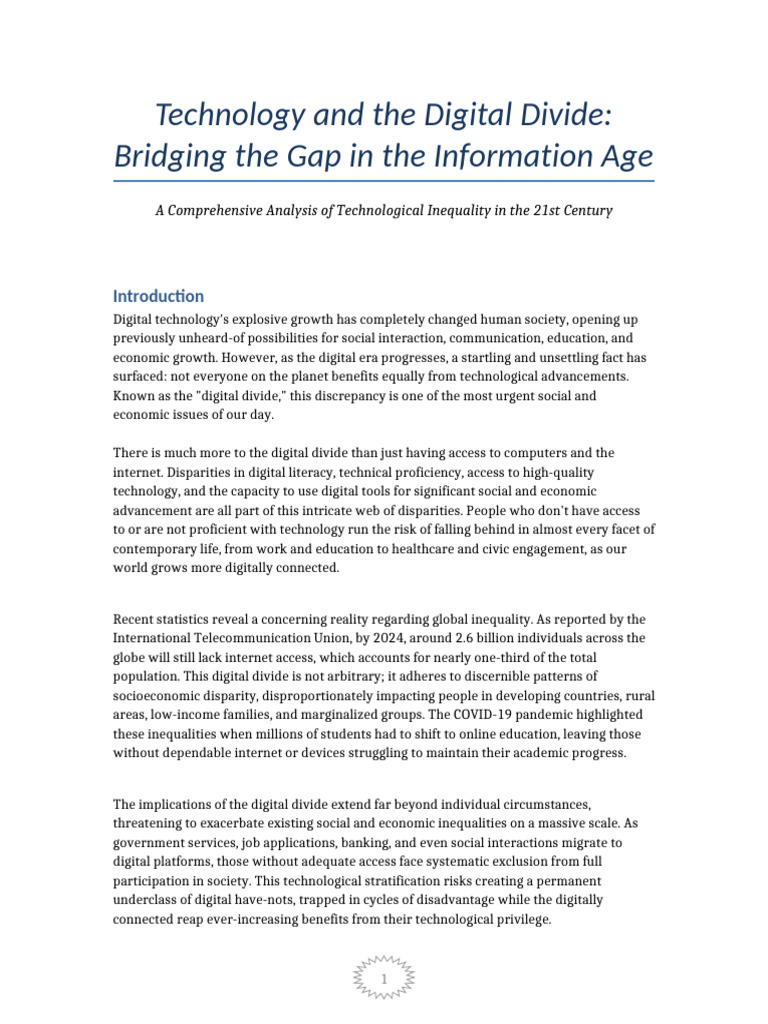 Bridging the Digital Divide: Inequality Analysis | PDF | Economic ...