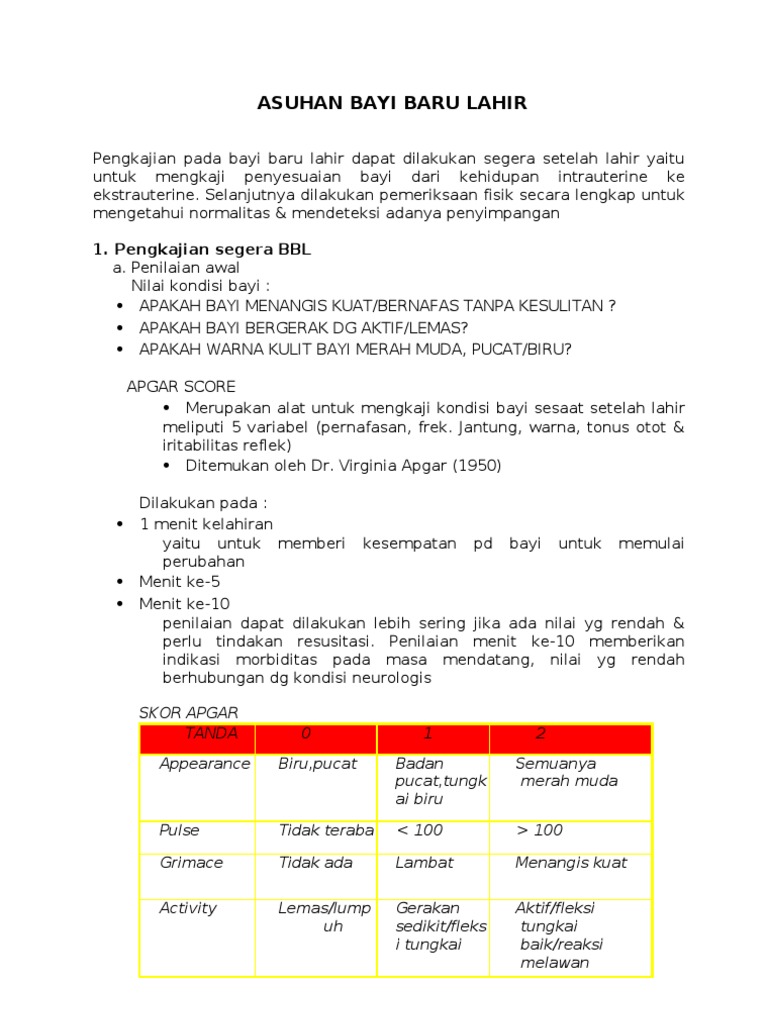 Pemeriksaan Fisik Pada Bayi Baru Lahir