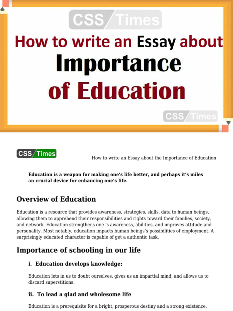 How to Write an Essay About the Importance of Education | PDF | Essays