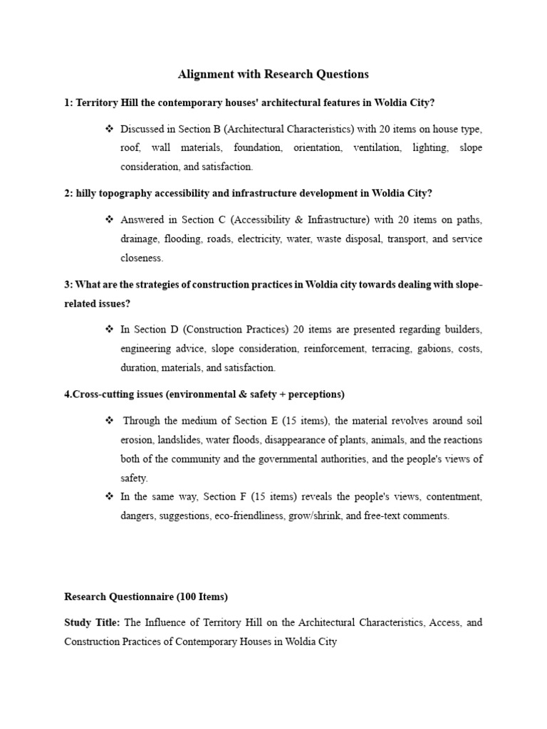 Alignment With Research Questions (2) | PDF | Roof | Concrete