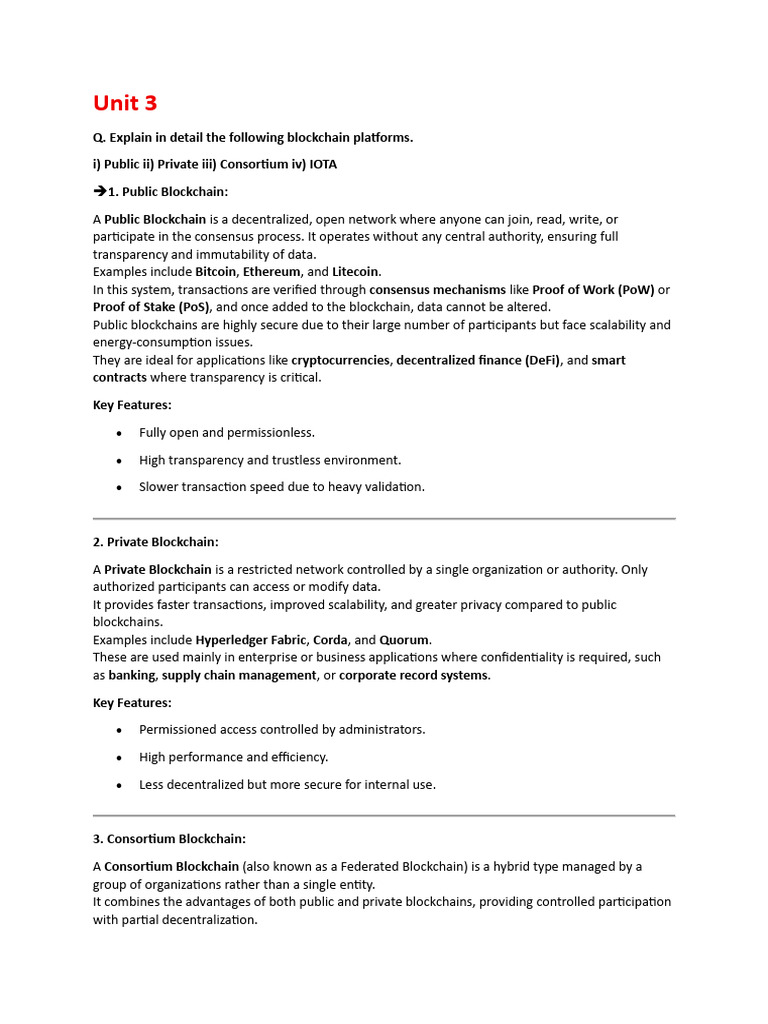 Overview of Blockchain Platforms and Consensus Algorithms | PDF ...