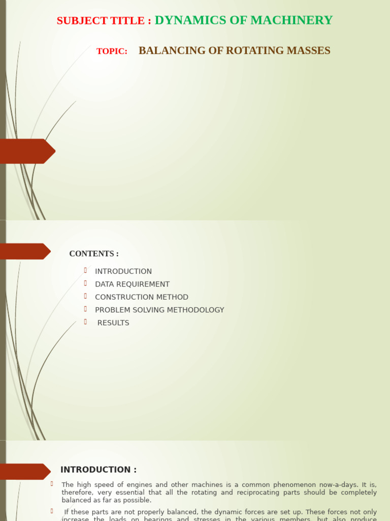 Balancing Rotating Masses in Machinery | PDF