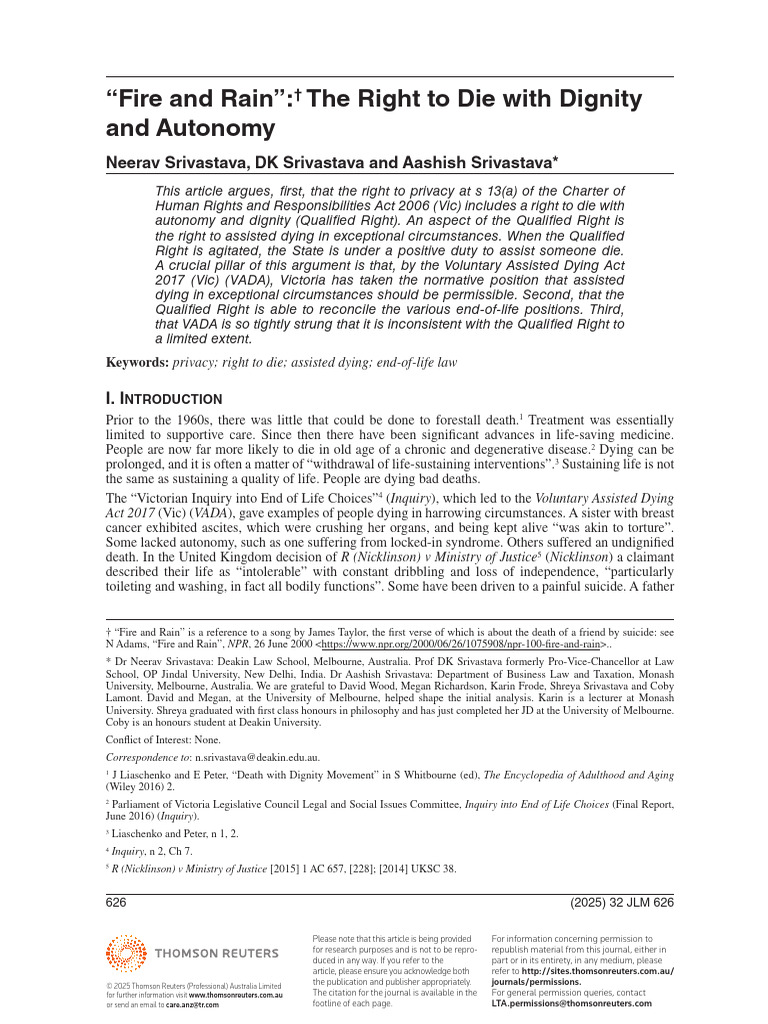 Right to Die: Dignity and Autonomy in Victoria | PDF | Autonomy | Justice