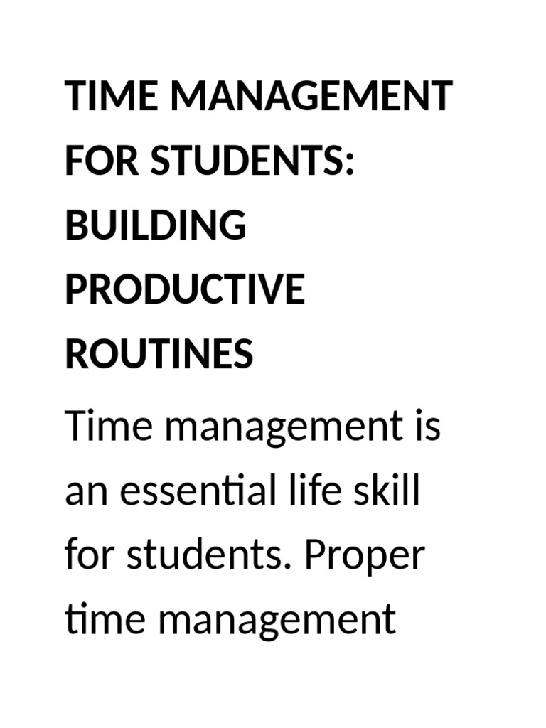 Effective Time Management for Students | PDF