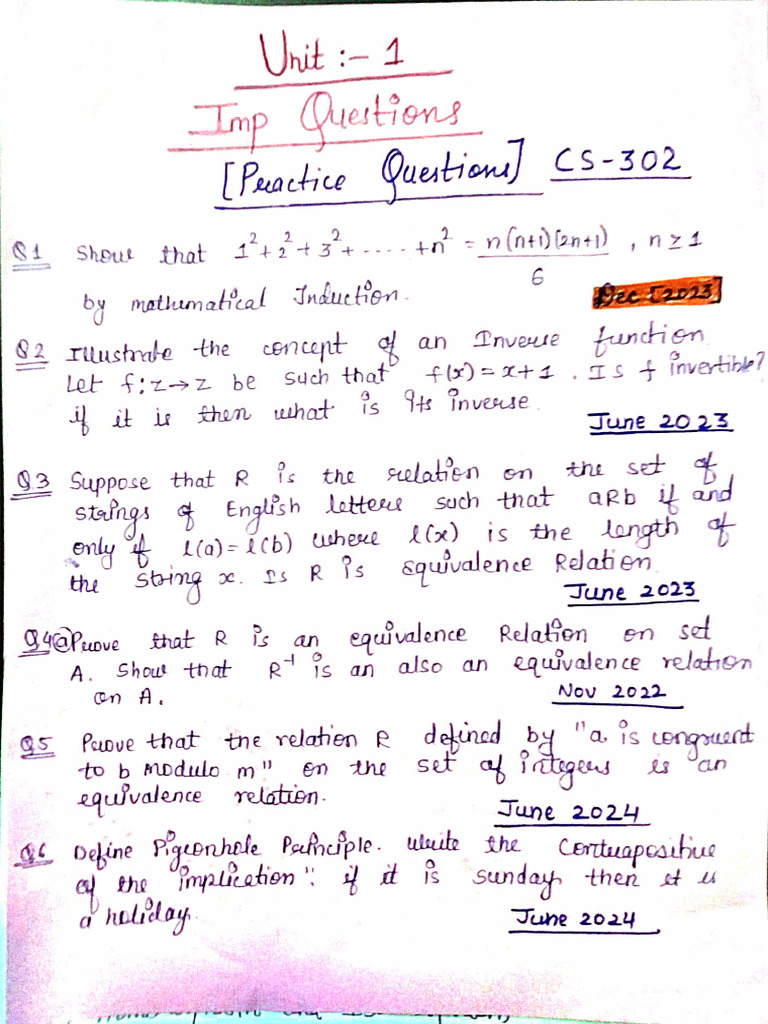 Imp Questions Discrete Structure Cs 302 | PDF