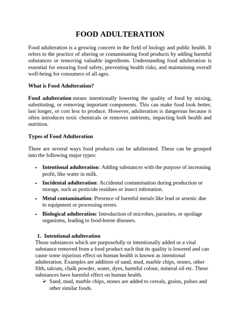 Understanding Food Adulteration Risks | PDF | Food Preservation ...