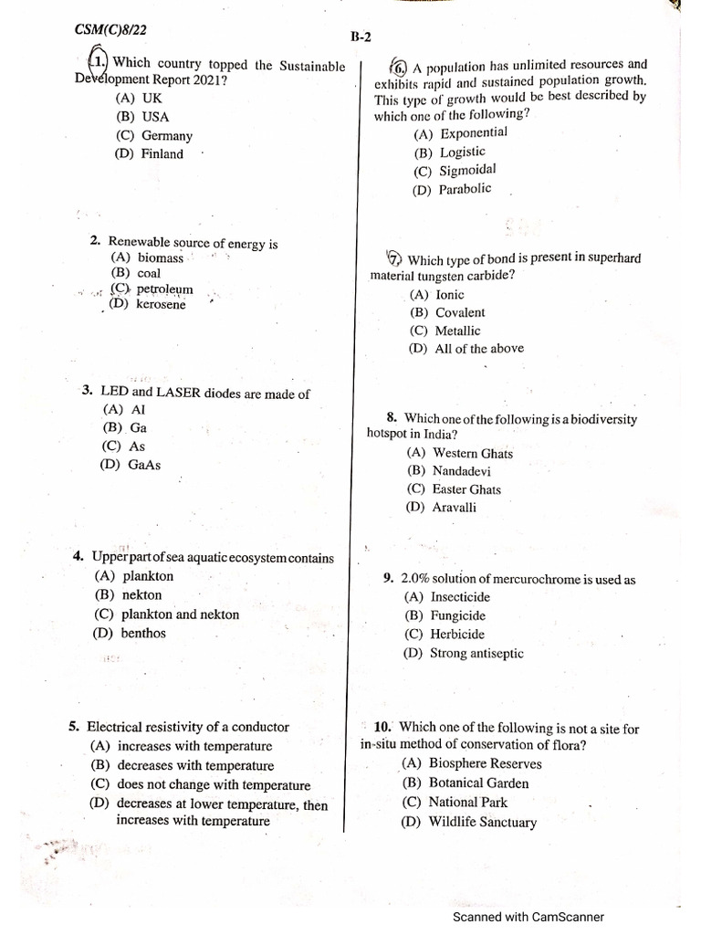 Wbcs Paper 4 Science | PDF