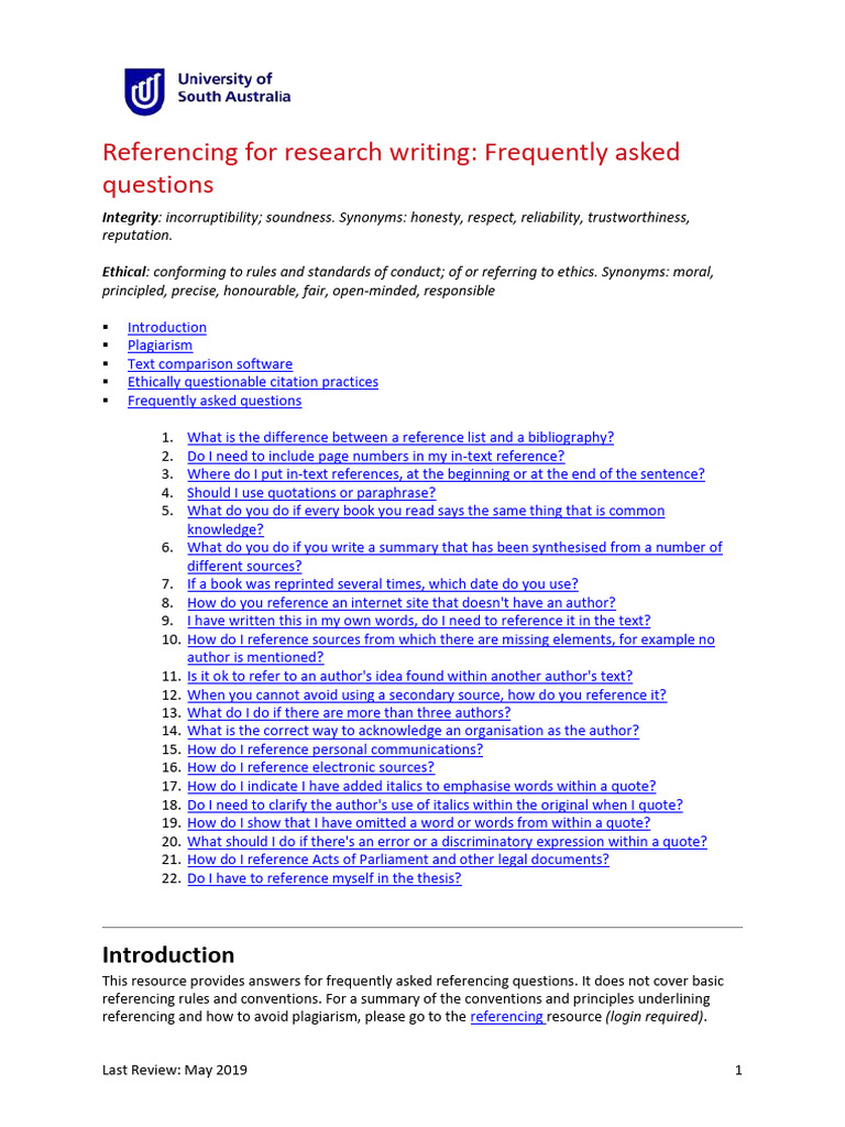 Research Referencing FAQs and Guidelines | PDF | Citation | Thesis