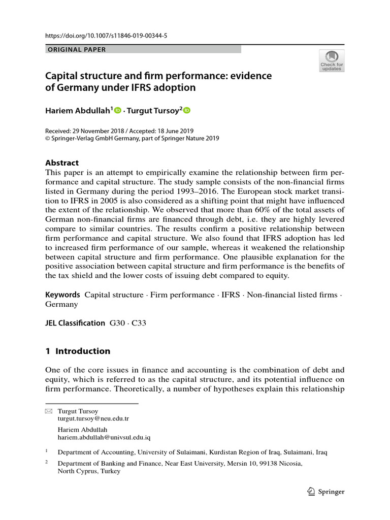 Capital Structure Impact on Firm Performance in Germany | PDF | Capital ...