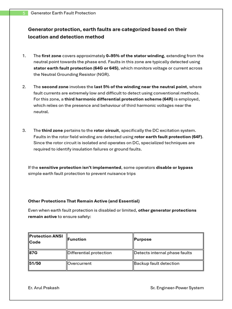 Generator Earth Fault Protection Guide | PDF | Electric Generator ...