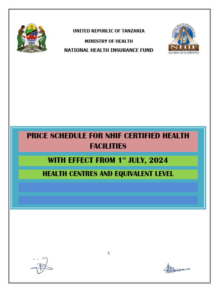 NHIF Benefits Package - Health Center | PDF | Patient | Medicine