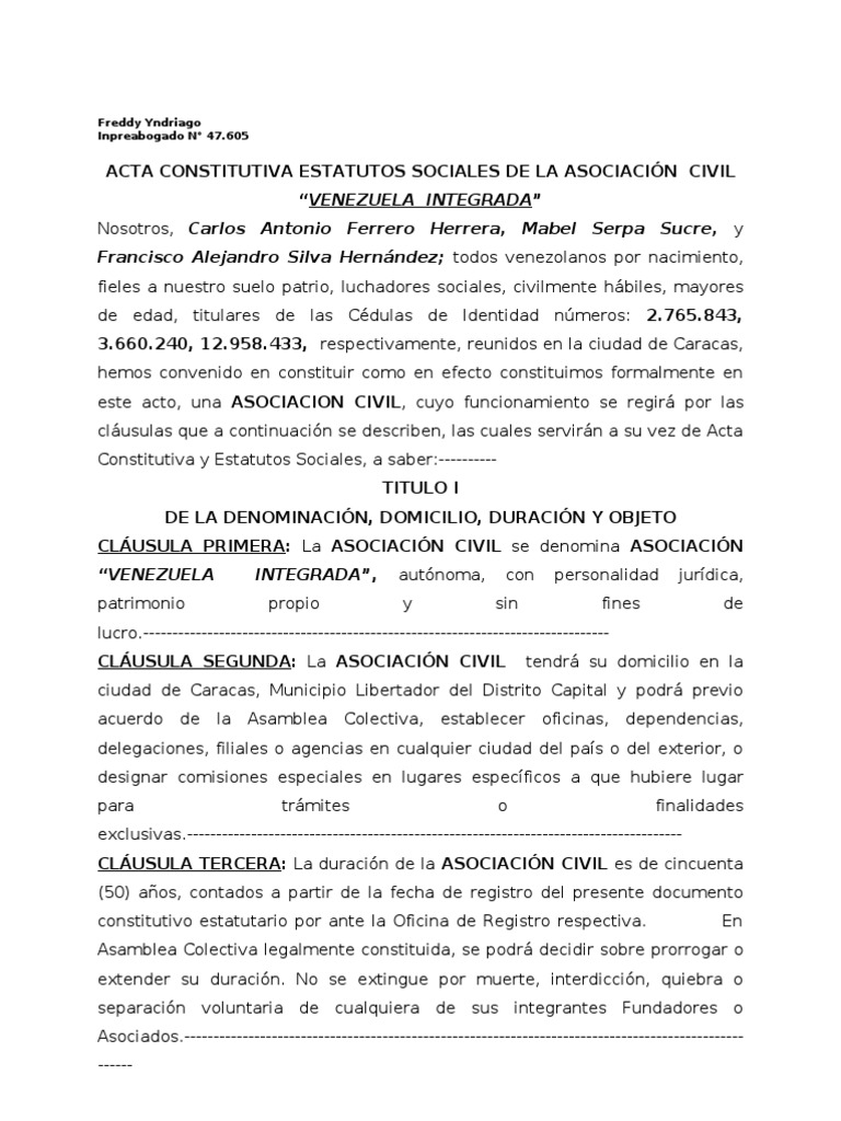 Modelo De Acta Constitutiva De Asociacion Civil Sin Fines De Lucro Peru Porn Sex Picture