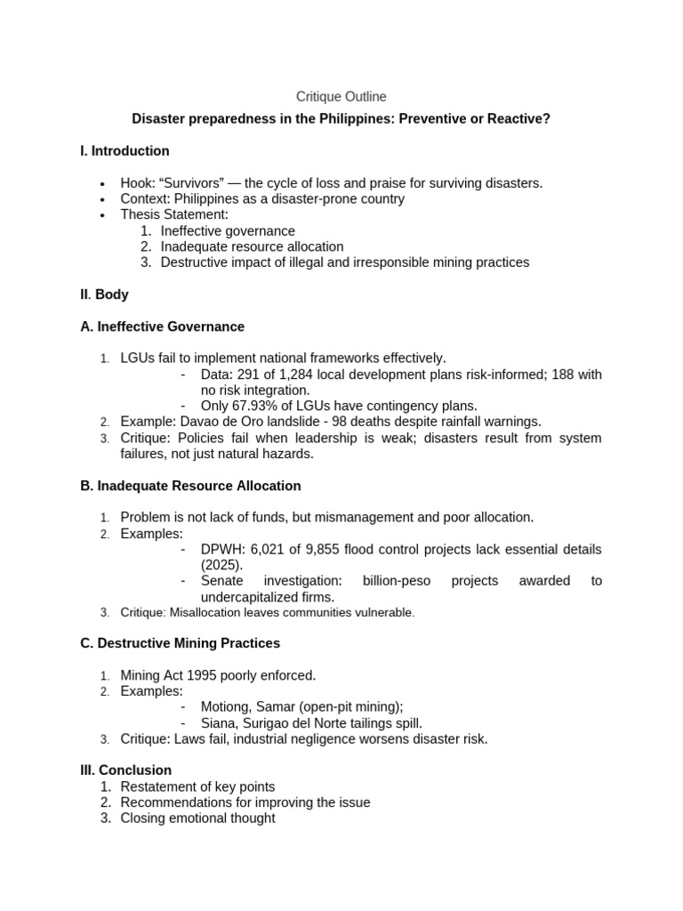 Disaster Preparedness in the Philippines | PDF