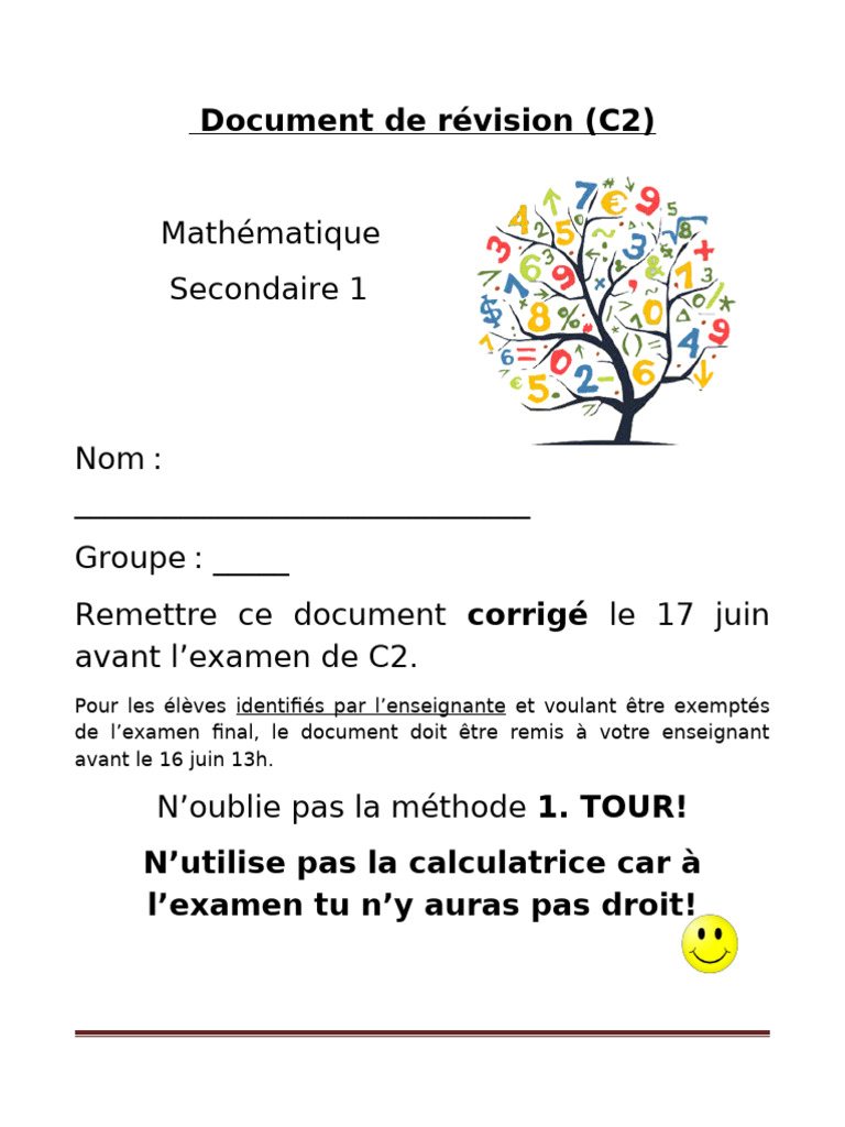 Révision mathématique C2 : Nombres naturels et entiers | PDF | Triangle ...