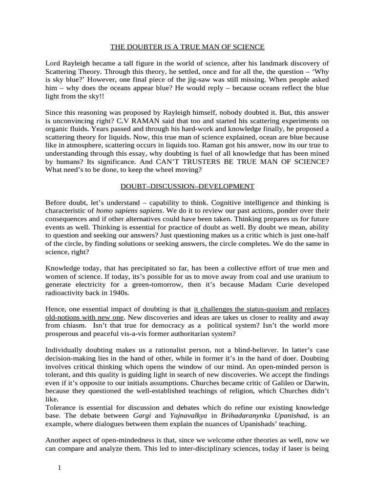 The Role of Doubt in Scientific Progress | PDF | Science | Scattering
