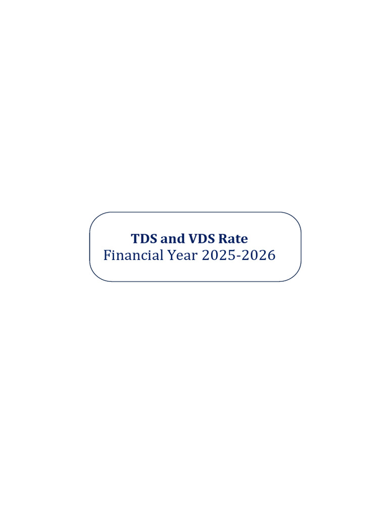 TDS and VDS Rate For FY 2025 2026 | PDF | Corporate Tax