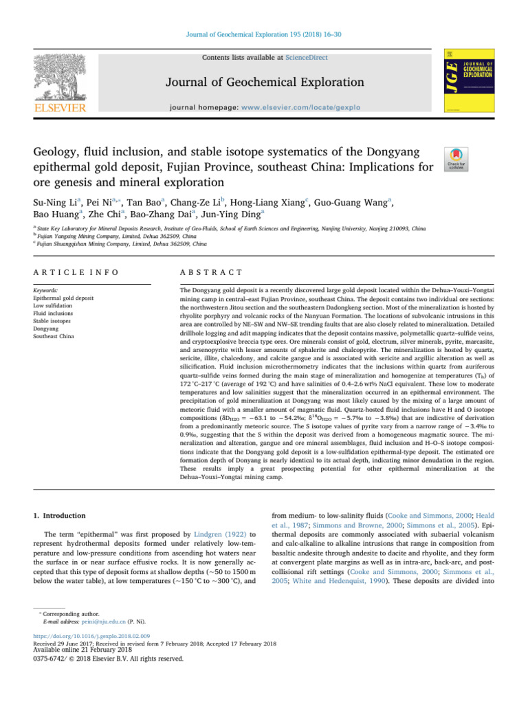 Dongyang Gold Deposit: Geology & Isotope Study | PDF | Clastic Rock | Ore