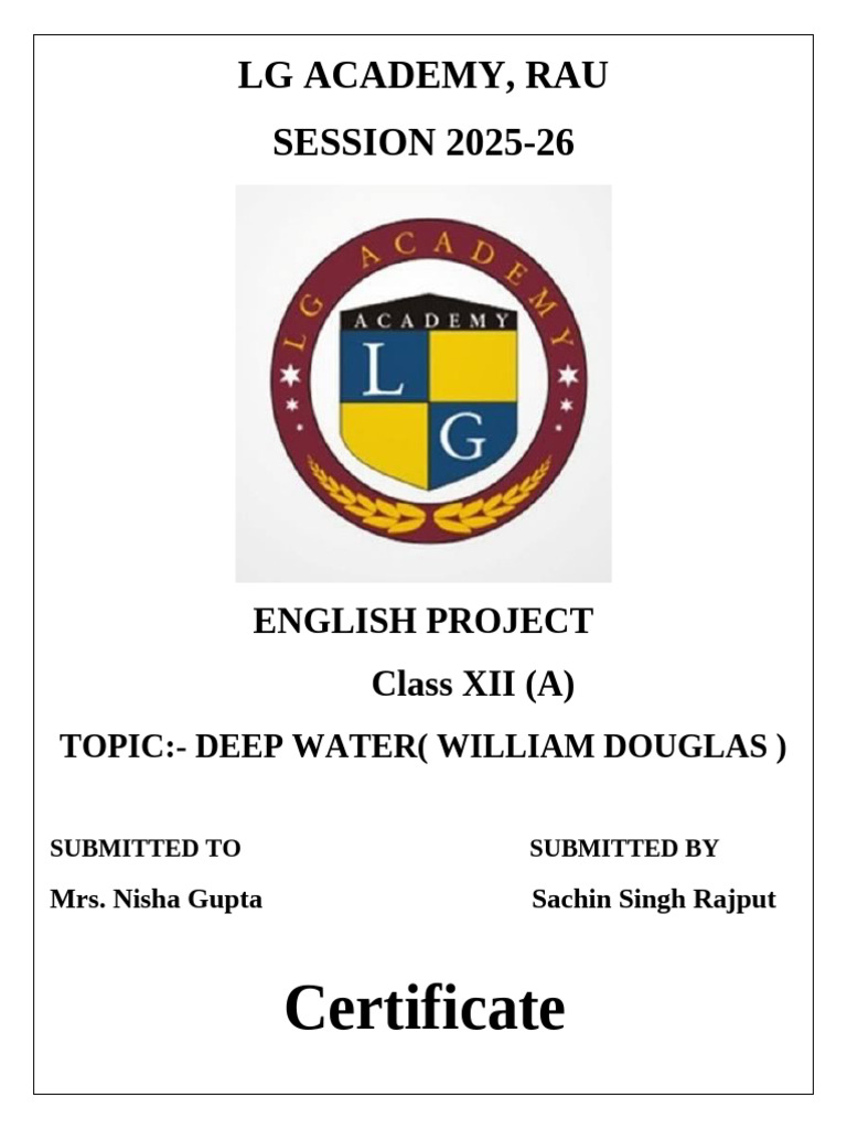 English Project on Deep Water by Douglas | PDF