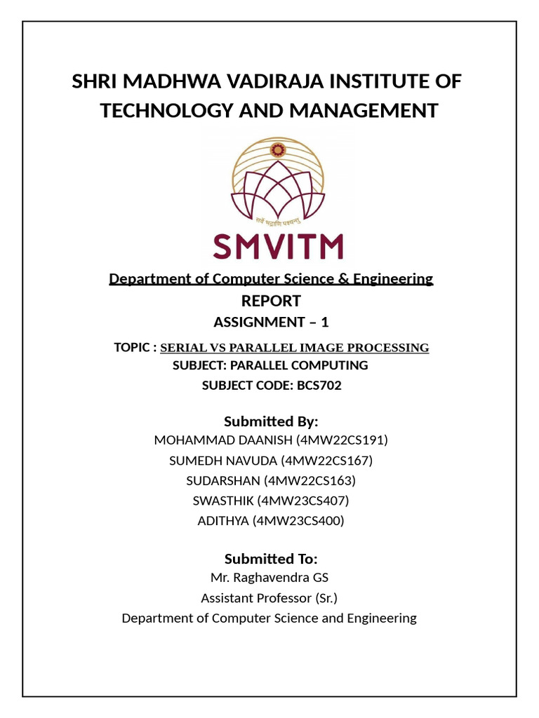 PC Report Img Processing | PDF | Parallel Computing | Multi Core Processor