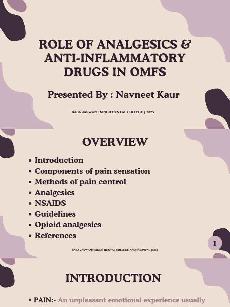 Analgesics and NSAIDs in OMFS Care | PDF | Opioid | Analgesic
