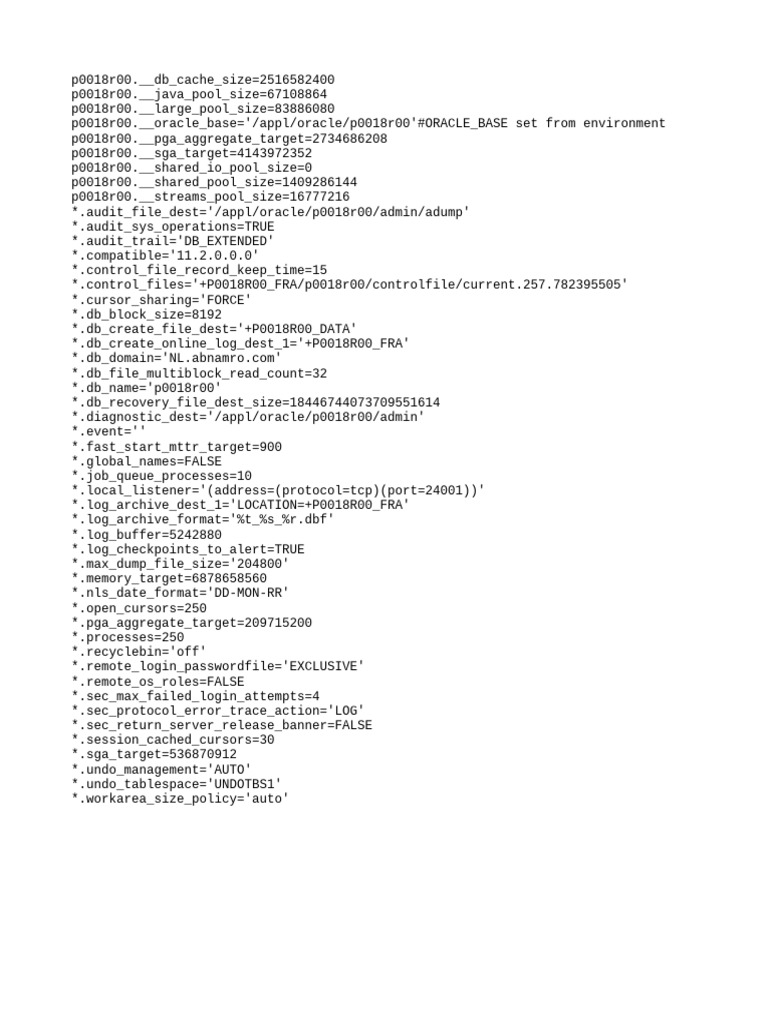 Oracle Database Configuration Settings | PDF