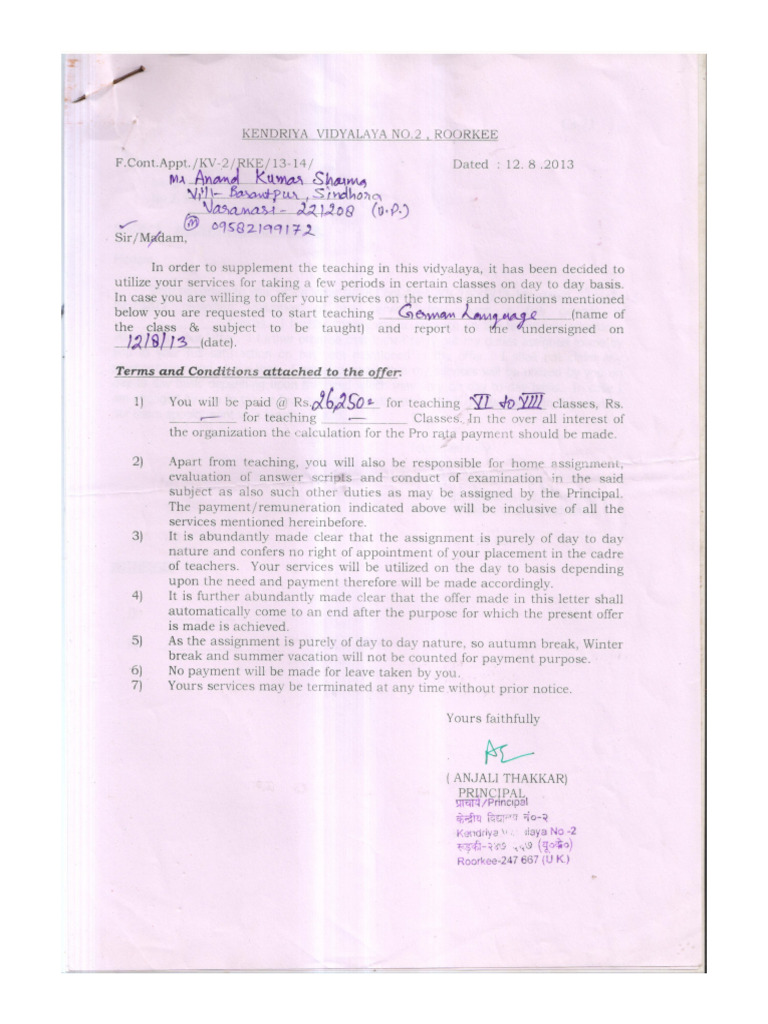 Appt. Lettter | PDF