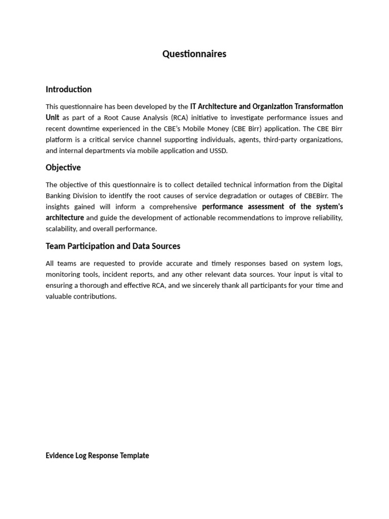 Application Performance & Code Review Assessment Questionnaires | PDF ...