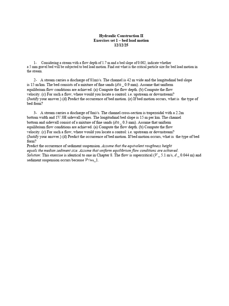 Bed Load Motion in Hydraulic Streams | PDF