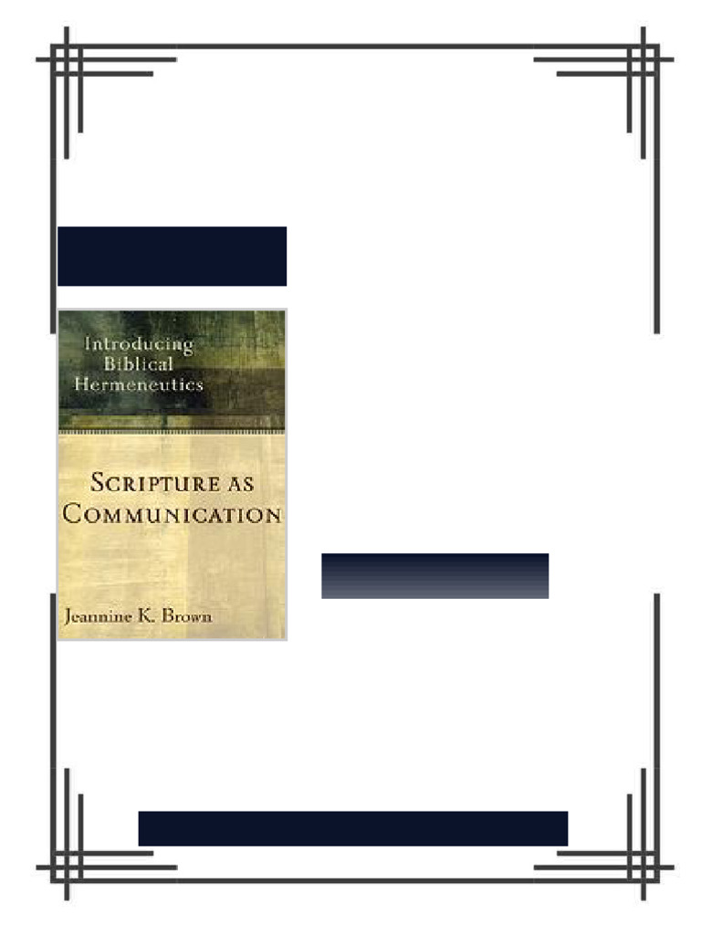 Scripture as Communication Introducing Biblical Hermeneutics 2. print ...