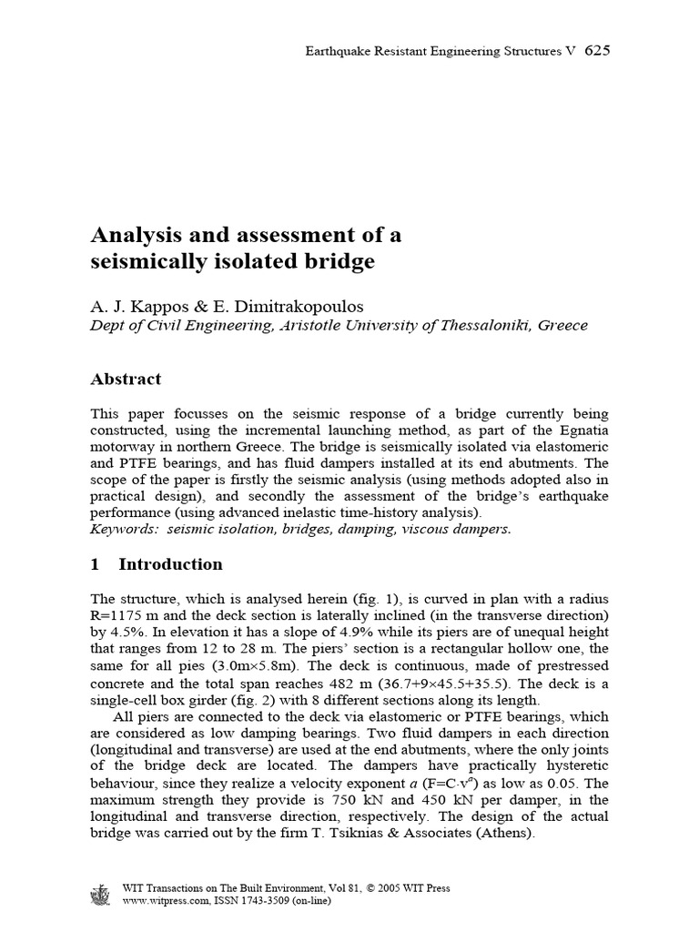 Seismic Analysis of Isolated Bridge Design | PDF | Earthquake ...