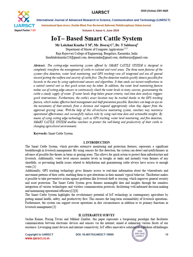 IoT Smart Cattle Management System | PDF | Internet Of Things | Internet