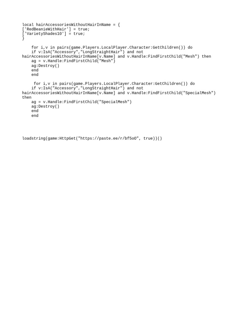 Roblox Hair Accessory Script Cleanup | PDF