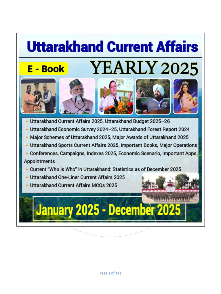 Uttarakhand Current Affairs 2025 Overview | PDF
