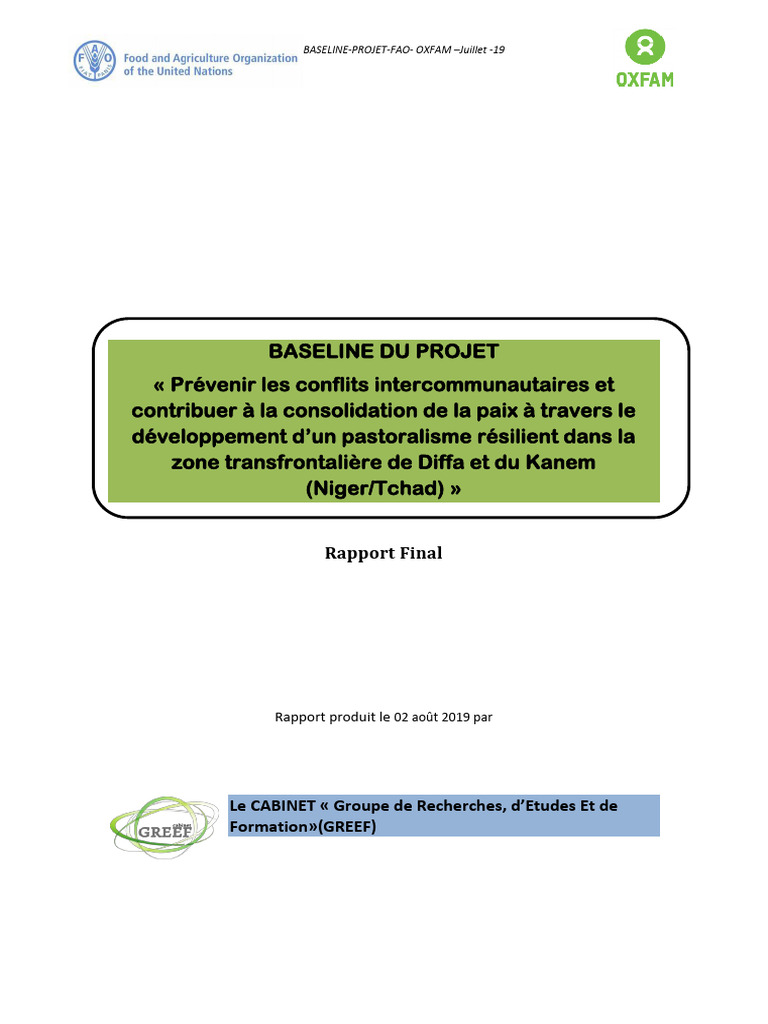 Baseline sur la paix et pastoralisme à Diffa | PDF | Pastoralisme ...