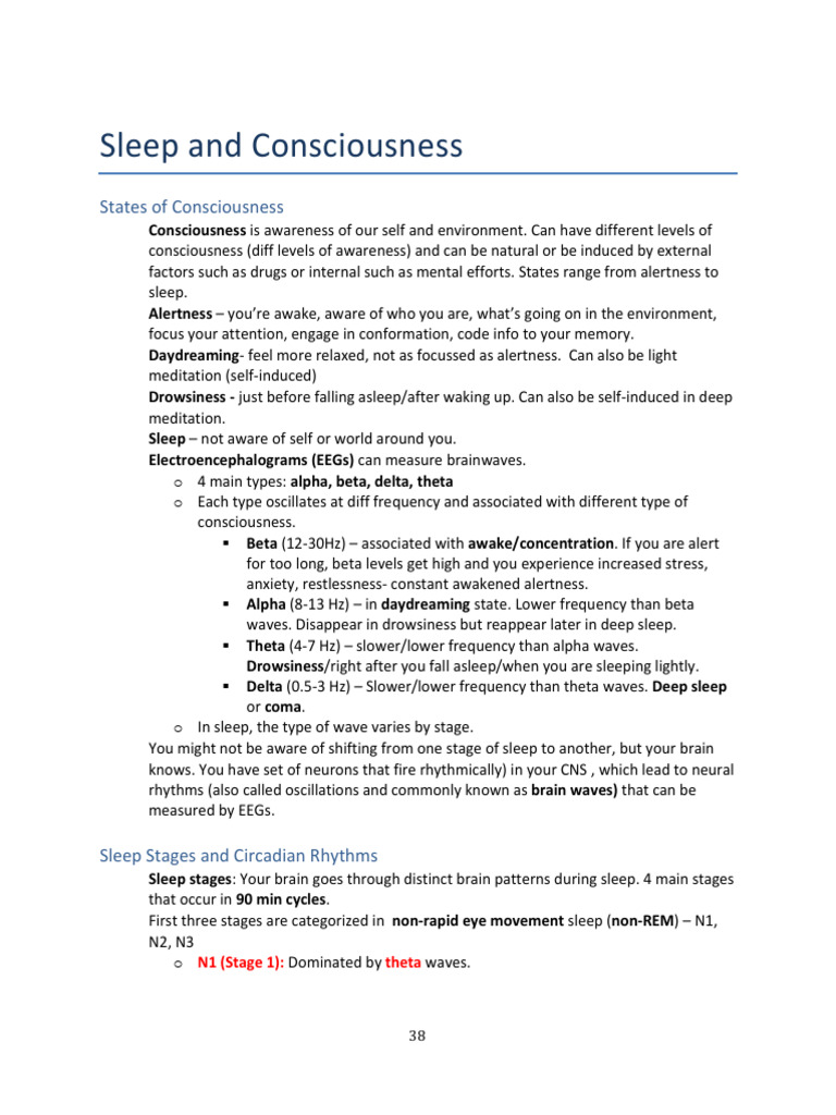 Sleep Stages and Consciousness Explained | PDF | Sleep | Rapid Eye ...