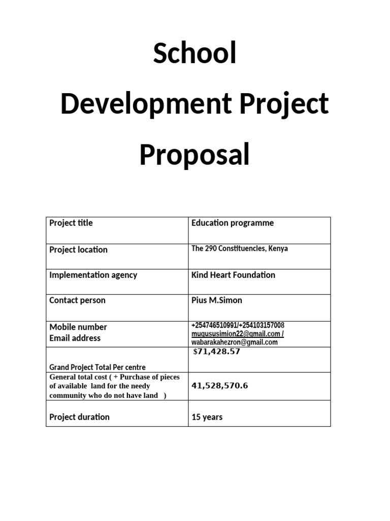 Comprehensive School Development Project Proposal UPDATED | PDF ...