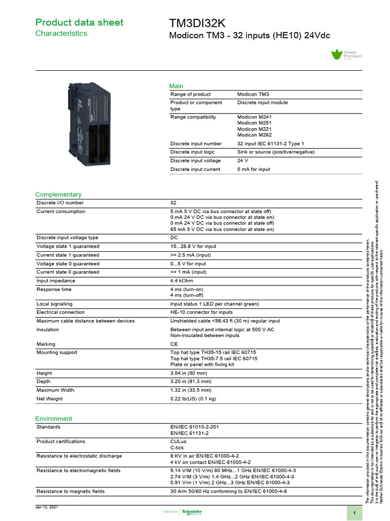 Modicon TM3 TM3DI32K Document | PDF | Programmable Logic Controller ...