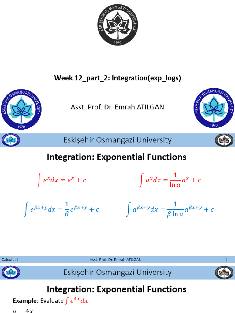 Week 12 Part 2 Integration (Exp Logs) | PDF | Integral | Number Theory