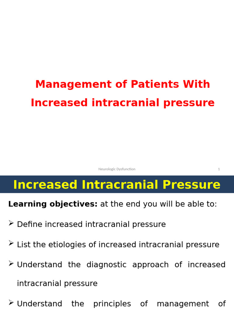 Managing Increased Intracranial Pressure | PDF | Cerebrospinal Fluid ...