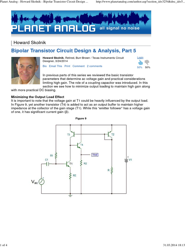 Planet Analog - Howard Skolnik - Bipolar Transistor Circuit Design ...