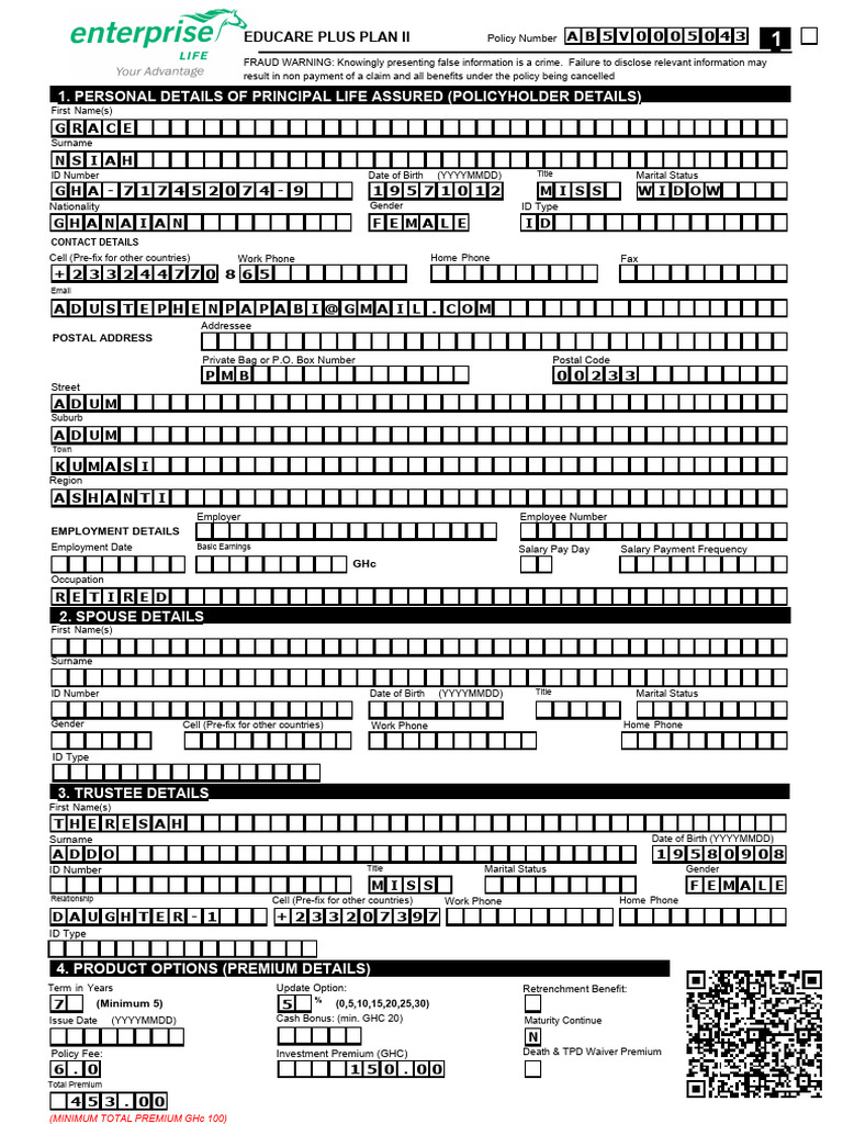 EduCare Plus Plan II Application Form | PDF | Smoking | Tobacco Smoking