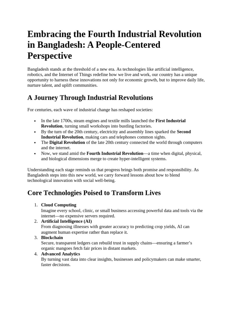 Fourth Industrial Revolution in Bangladesh | PDF | Internet Of Things ...