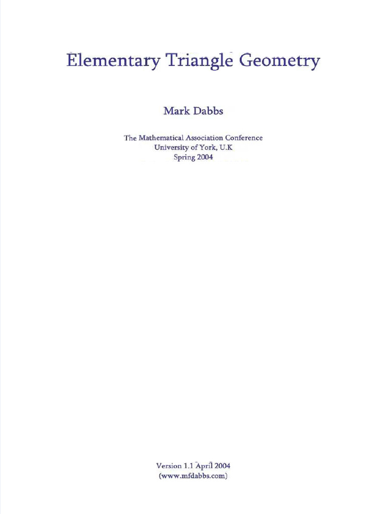Elementary Triangle Geometry Concepts | PDF | Trigonometric Functions ...