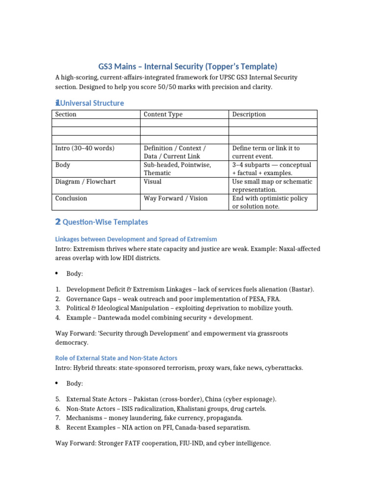 UPSC GS3 Internal Security Guide | PDF | National Security