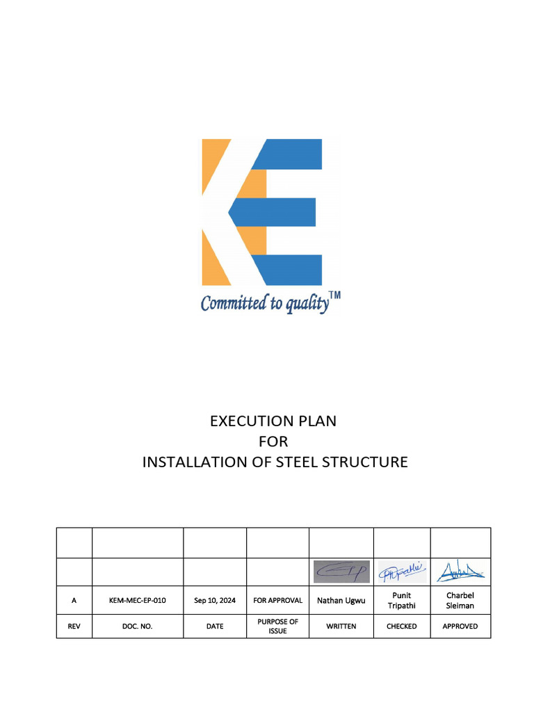Steel Structure Installation Execution Plan | PDF | Screw | Nut (Hardware)