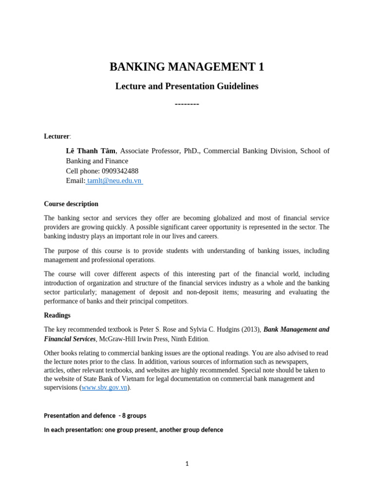 Banking Management Course Overview | PDF | Banks | Securitization